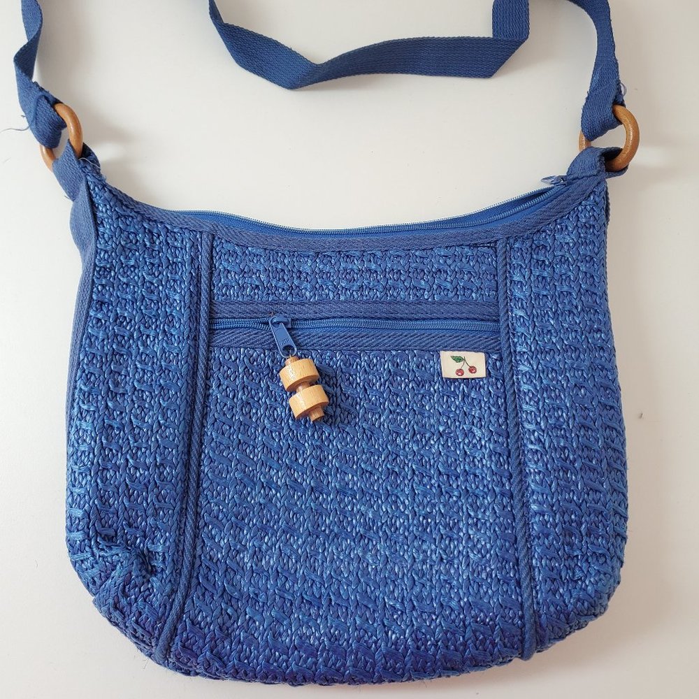 Vintage Sarné Blue Raffia Purse